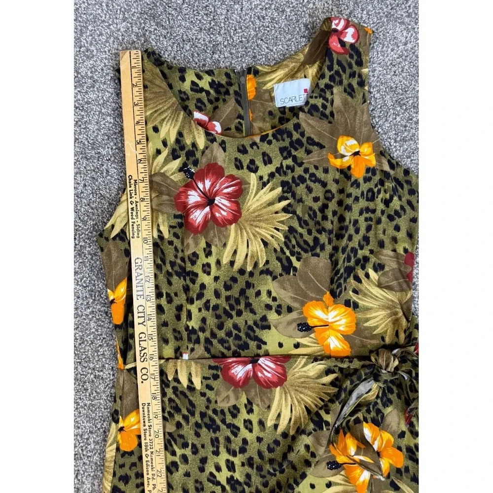 Scarlett‎ Leopard Floral Wrap Midi Dress Womens Large Tropical Animal Print